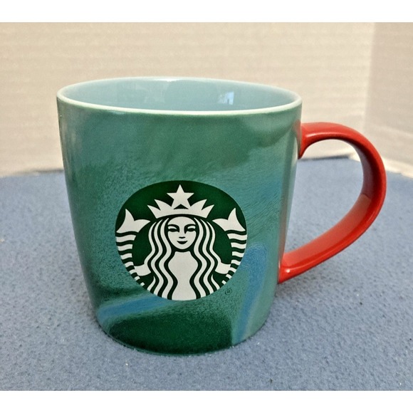 Starbucks Other - Starbucks Christmas 2024 Blue/Green 11 fl oz Mug w/Red Handle & Green Logo